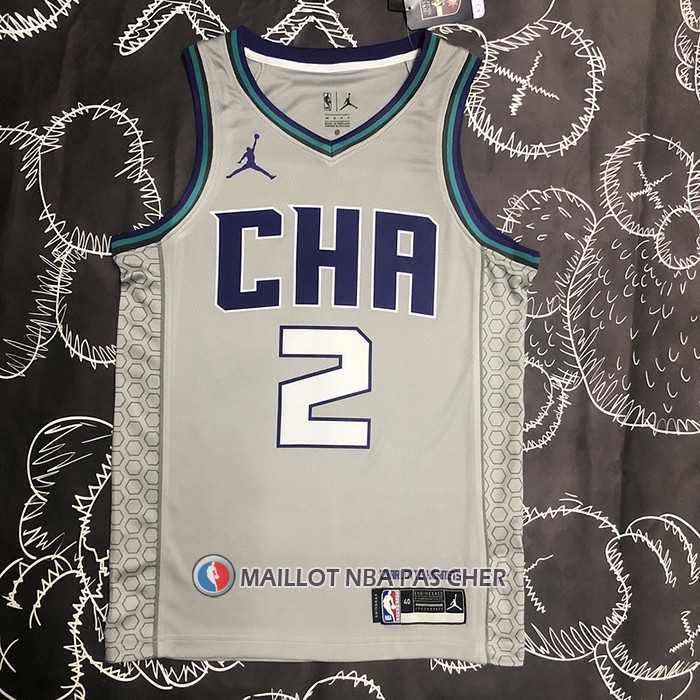 Maillot Charlotte Hornets Lamelo Ball NO 2 Ville Edition Gris
